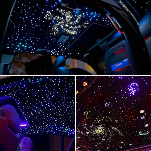 Image of AKEPO 36W 4 Color Twinkle Starlights Headliner Fiber Optic Lights Kit | 2400pcs*13.1ft*0.03in Optical Fibers, 4-heads Music Sync Remote /APP Control Starlight Kit for Car Headliner /Home Star Ceiling