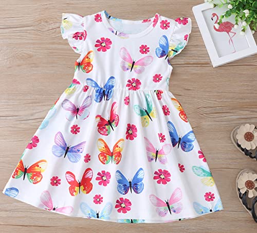 Girls Dress Kid Floral Ruffle Sleeve Unicorn Sundress Summer Toddler Girl Clothes Size 2-7 Years3