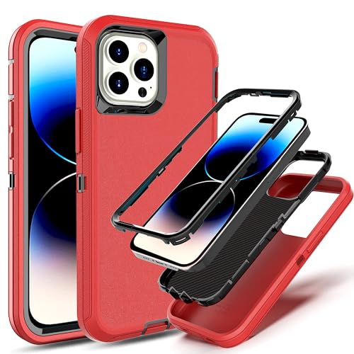 Coque résistante aux chocs iPhone 14 Pro protection durable 3 en 1 rouge