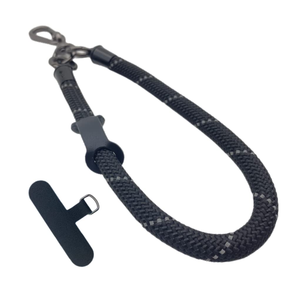 Little Fire Craft Phone Lanyard Wrist Strap Phone Strap Wrist Lanyard for Cell Phone Around the Hand with Lanyard Patch (Black Reflective)
