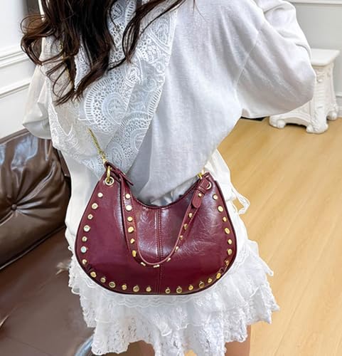 Studded Saddle Shoulder Bag for Women Fashion Crossbody Purse Women's Shoulder Purse Handbag3