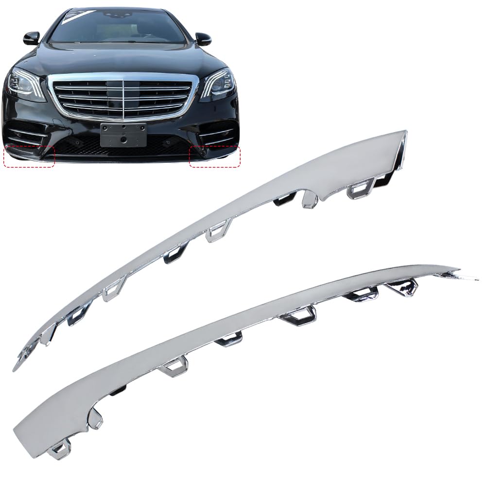 Chrome Bumper Trim Molding Set For 2010-2013 Mercedes-Benz E350 - Left & Rear Right Pair