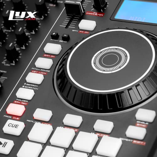 2-Deck-Portable-DJ-Controller-Mixing-Console-with-LCD-Display-Manual-Looping-USB-MIC-Input-Record-Output-16-Performance-Pads-with-Virtual-DJ-LE-Software-Included-Download