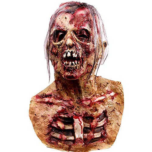 Demi Sharky Scary Walking Monster Mask Dead Zombie Creepy Halloween Costume Party Latex Full Cosplay Prop Adult Brown