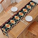 Jiueut Navajo Ethnic Tribal Pattern Table Runner Aztec Table Runner for Dining Party Holiday,12x108