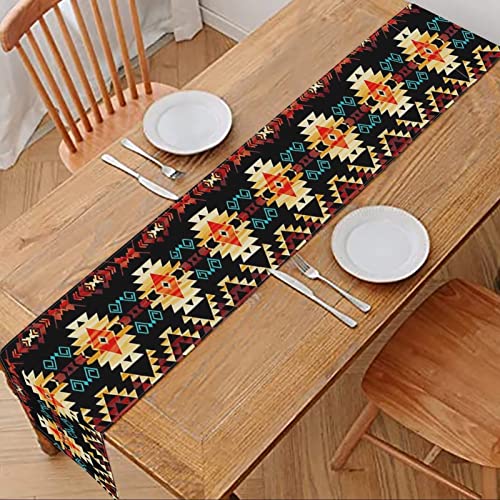 Jiueut Navajo Ethnic Tribal Pattern Table Runner Aztec Table Runner For Dining Party Holiday,12X108 Inches #TOP26