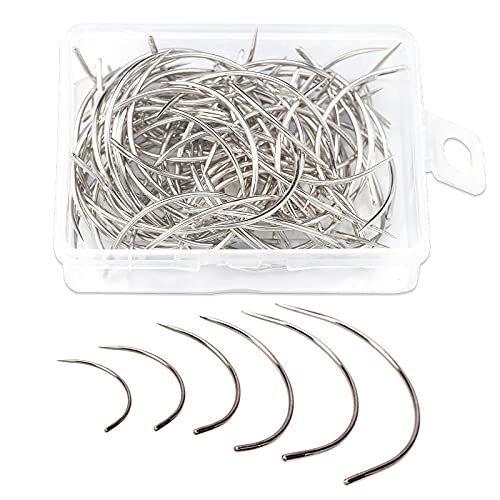120 Pcs Leather Needles, Curved Sewing Needles, Weaving Needle For Carpet Leather Canvas Repairing, Blocking Knitting, Modelling And Crafts #TOP9