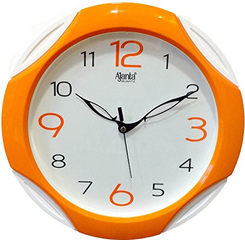 Image of Ajanta Plastic Abstract Round Analog Wall Clock (Orange, 28 Cm X 28 Cm X 3.5 Cm)