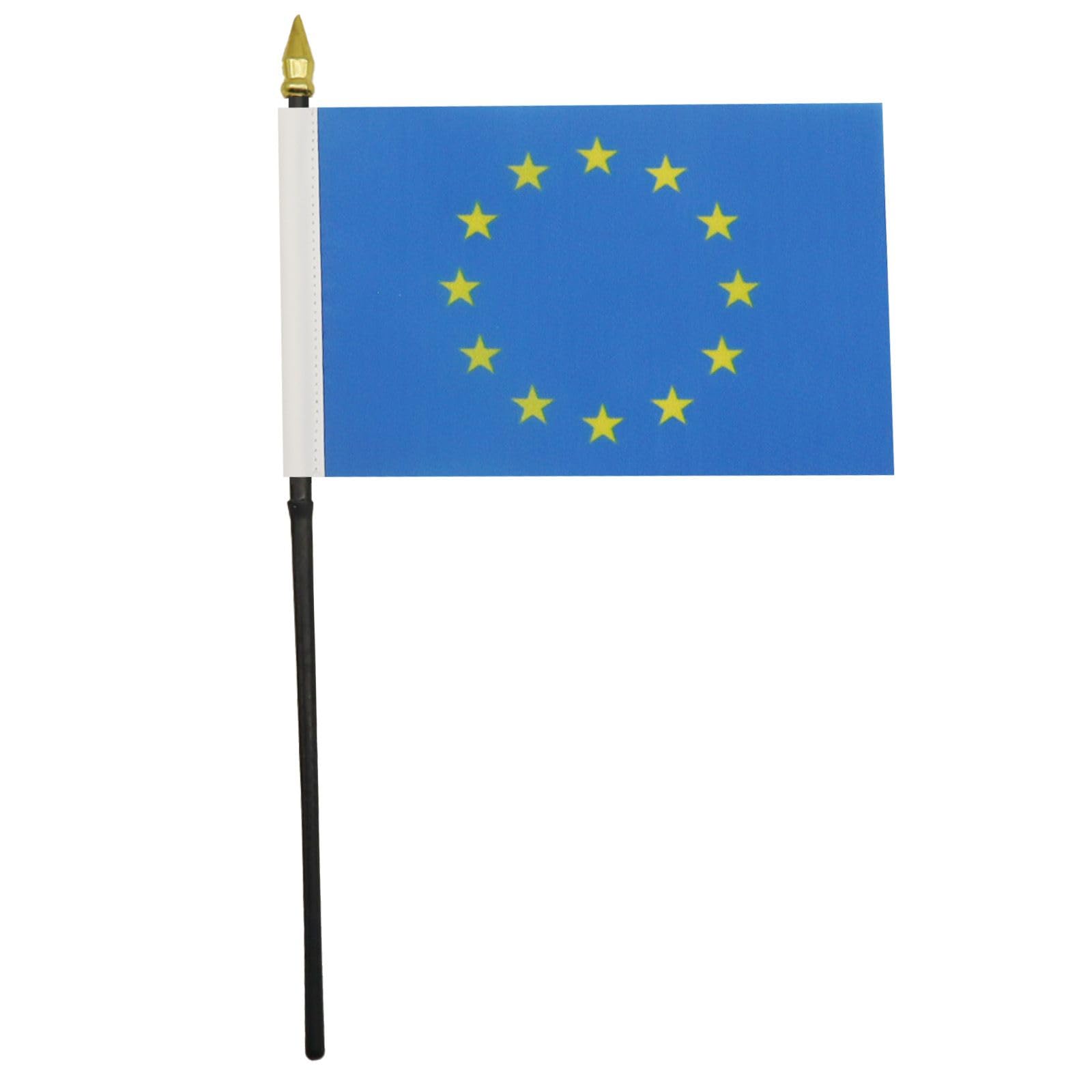 AZ FLAG Bandiera da Tavolo Europa 15x10cm Punta Dorata - Piccola BANDIERINA Unione Europea UE 10 x 15 cm