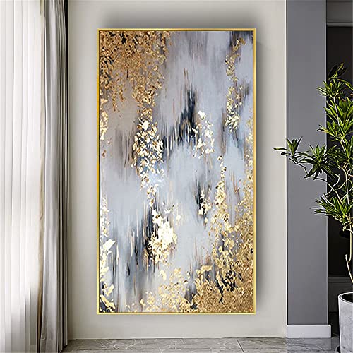 Tableau fait main abstrait or décoration murale texturée 3D
