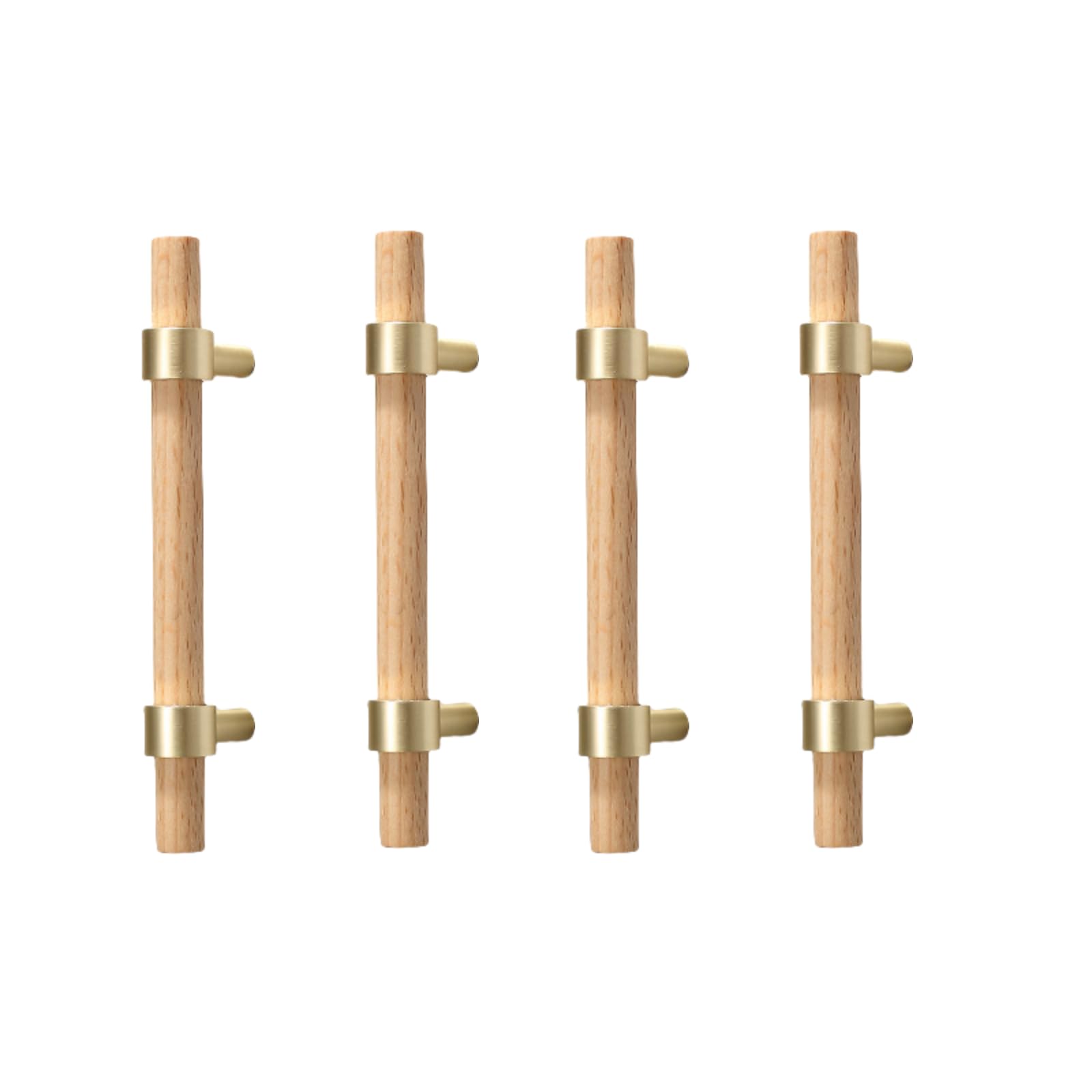 ITTRUH Wood Drawer Knobs,Dresser 4Pcs Beech Copper Brushed Solid Handle Cabinet Door Log Wardrobe Chinese(96mm)
