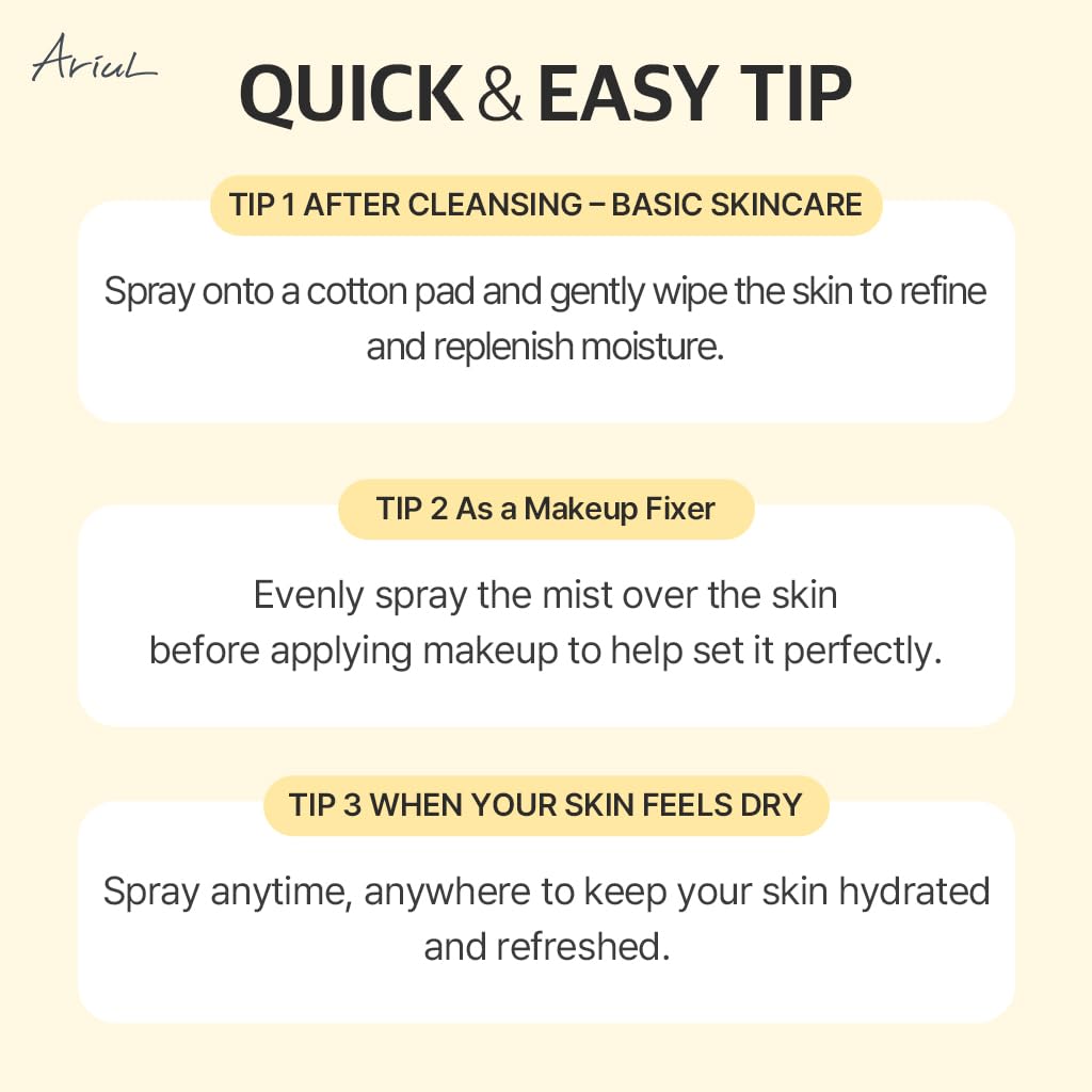 Ariul - Canlandırıcı yüz spreyi, ferahlatıcı sprey, C vitamini, B2, B3 ve B12-7 Days Face Mist, Kore kozmetik
