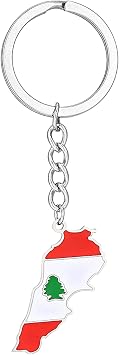 Lebanon Map Key Chain for Women Men Steel Gold Silver Color Flag Keyring Bag Car Accessories Jewelry Gifts