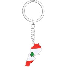 Bottone Lebanon Map Chain for Women Men Steel Gold Silver Color Flag Keyring Bag Car Accessories Jewelry Gifts Lebanon F