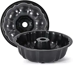 Forma de Bolo Antiaderente, 25cm, Alumínio, Design Ondulado, Preta