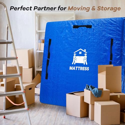 Mattress Bags for Moving, BETU Mattress Protector Waterproof Mattress Cover Queen Size Storage Bags with 8 Heavy-Duty Handles and Zipper for Bed Extra Thick Large Reusable (82