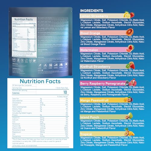 Electrolyte Powder Packets – 32 Sticks Sugar Free Hydration Packets, Liquid Daily IV Electrolyte Hydration Powdered Drink Mix with Vitamins & Minerals, Keto Friendly, Vegan, Non-GMO - Image 3