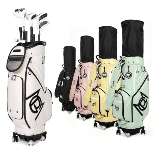 YUQIWKK ゴルフバッグ キャディバッグ おしゃれ スポーツ Golf Club Bag キャスター付き クラブ収納 メンズ レディース 軽量 大容量 コンパクト収納 初心者 練習用 クラブケース(ピンク)