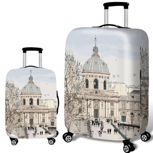Funda para Maleta,Fundas Personalizadas AntiarañAzos para Maletas,Lavables,EláSticas,Funda Protectora Maletas con Ruedas,PequeñA,Mediana,Grande,Extragrande,Luggage Cover (Edificio,L(25-28inch))