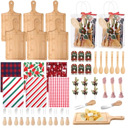 LemonRoad 6 Set 56 Pcs Christmas Cutting Board Gifts Bamboo