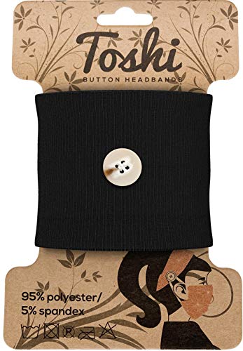 Headband with buttons for face mask - button headbands for nurses masks, Healthcare headbands with buttons for mask, Turban ear saver for nursing (Black)
