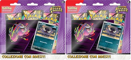 Pokémon: collezione con adesivi (Gastly) dell’espansione Scarlatto e Violetto - Ascesa Eroica del GCC Pokémon (una carta promozionale olografica e tre buste di espansione), Edizione in Italiano