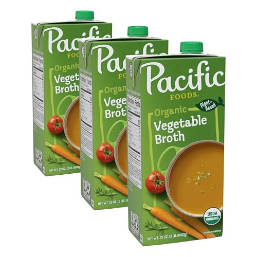 Image of Pacific Foods, Broth Vegetable Organic, 32 Fl Oz (Pack of 3)