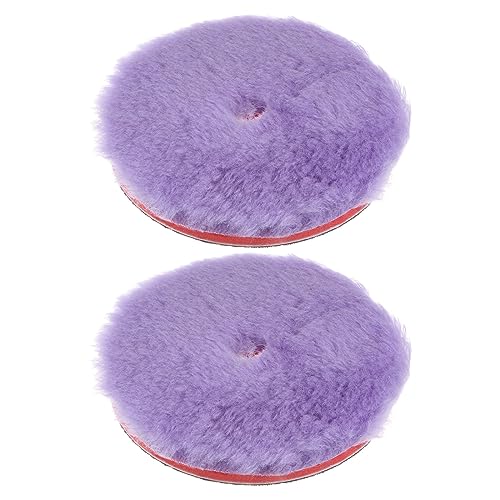 HARFINGTON 2pcs Wool Polishing Pads, 5.5 inch Purple Wool Buffing Wheel with Hook and Loop for Car Polisher Car Polishing and Buffing