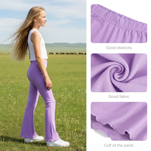 Image of ZukoCert Girls Flare Leggings, Mid Waist Bell Bottom Pants for Kids, Kids Flare Pants Size 4-13Y