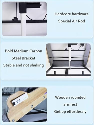 Miniatura 6 de Respaldo de cama eléctrico elevador de almohada médica portátil con control remoto y reposabrazos de madera, soporte de respaldo ajustable para