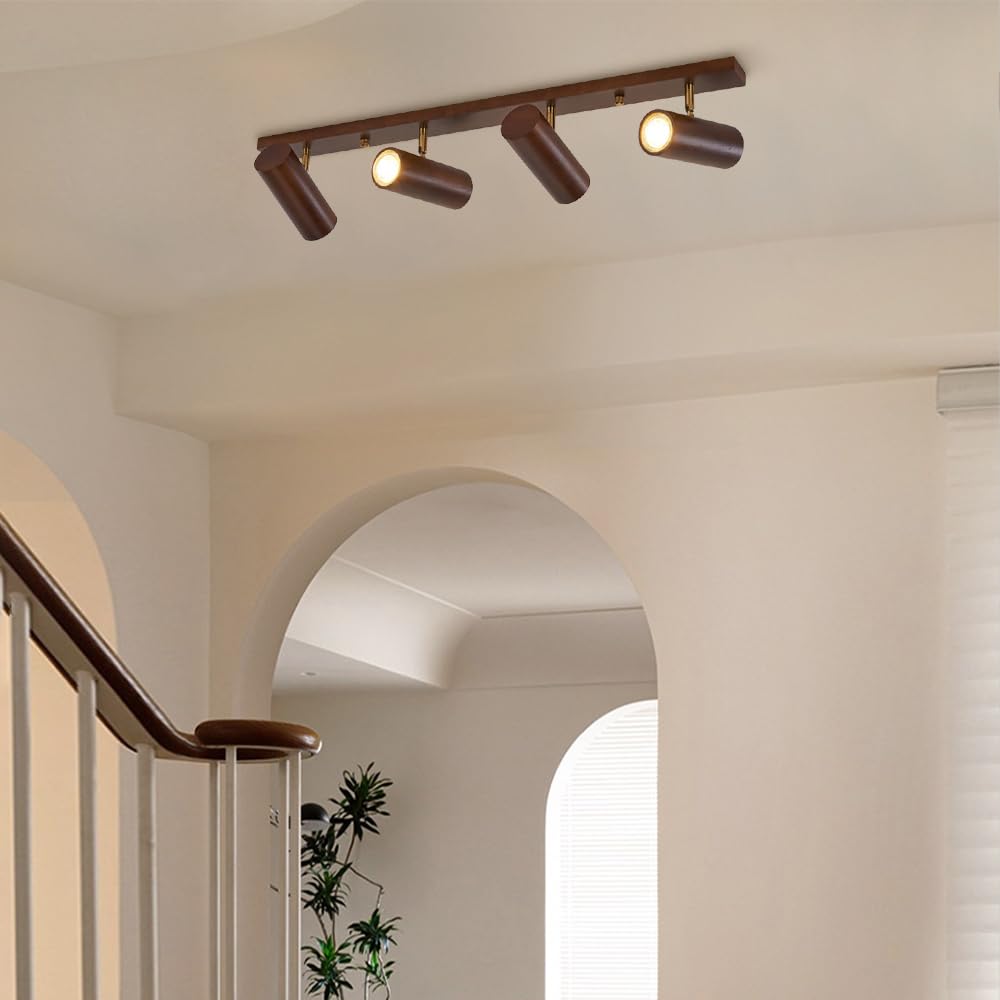 Kit de iluminación LED con riel Ajustable, Barra de Techo de Madera con lámparas direccionales para Isla de Cocina, Oficina en casa y exhibición de Obras de Arte.
