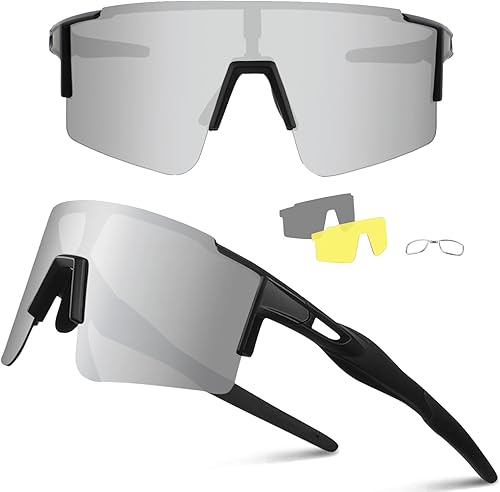 Ukoly Gafas de sol de ciclismo con 3 lentes intercambiables para hombres y mujeres, polarizadas gafas de sol deportivas, gafas de sol de béisbol y