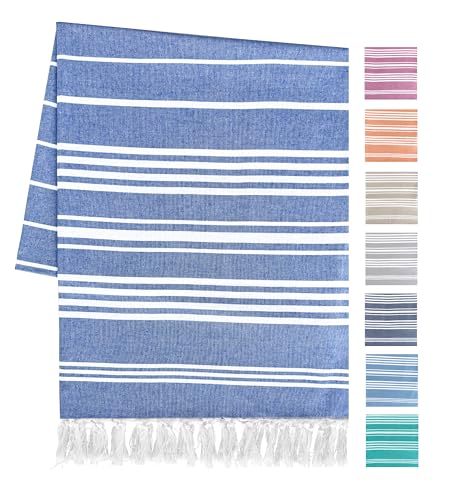 Artexia Telo Mare Grande In Cotone Riciclato Telo Spiaggia 90x180 cm Asciugamano Da Spiaggia Telo Mare XXL Asciugatura Rapida Ultra Leggero E Morbido (Royal)