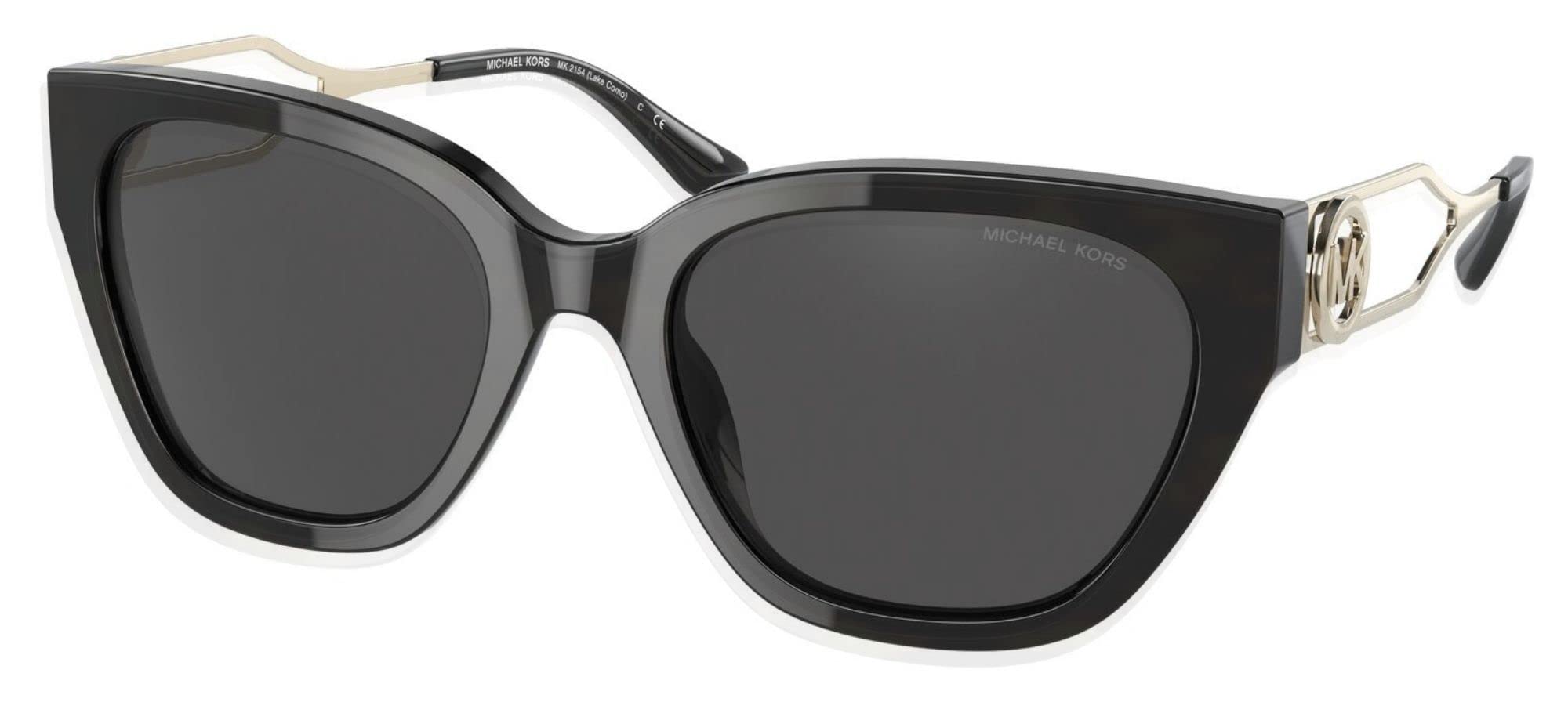 Michael KorsWomens 54 Mm Mk2154 Lake Como Black/Dark Grey Polarized Triangular Sunglasses Solid One Size, Medium