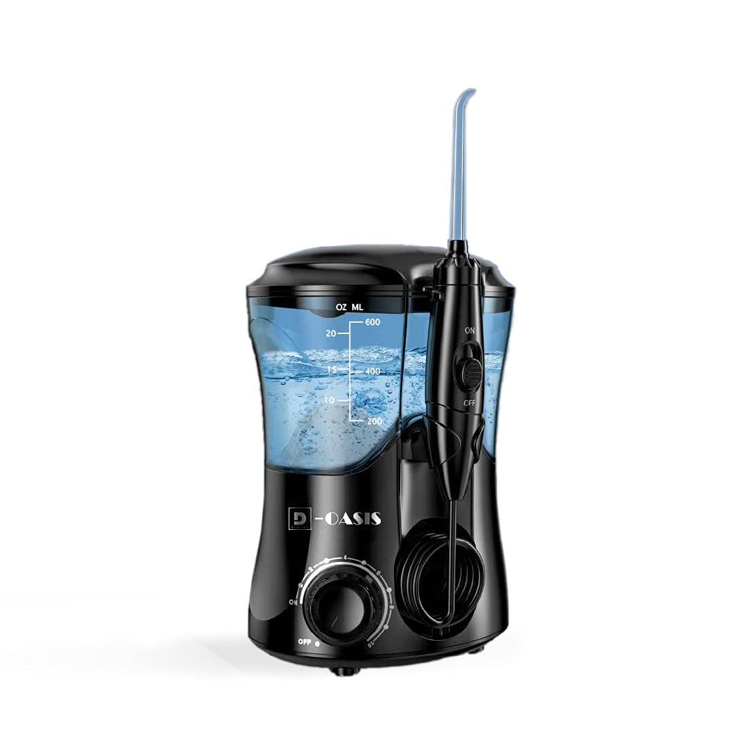 D-Oasis Water Picker Water Flosser with 8 Multifunctional Tips–German Design 600 ml Tank Oral Irrigator Dental Family Use Water Flossers for Teeth Cleaning – IPX7 Waterproof Electric Flosser for teeth