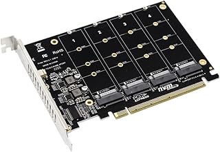 NVME Adapter Card Adapter Card 4 Port SSD NVME M Key Hard Controller Converter Expansion Card Support 2280/2260/2242/2230 NVME SSD (ph44)