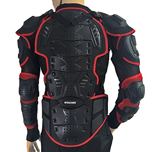 Wosawe Bmx Body Armor Mountain Bike Body Protection Long Sleeve Armored Motorcycle Jacket, Red Medium #TOP2