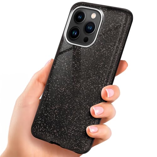 ONEFLOW Coque de protection à paillettes compatible avec Apple iPhone 15 Pro Coque de protection à paillettes en silicone fine Coque de téléphone portable diamant strass Coque à paillettes avec Bling