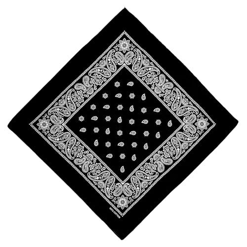 Vamqor Bandana Single Pack & Double Pack Cotton for Men and Women 22 Inch(Black)