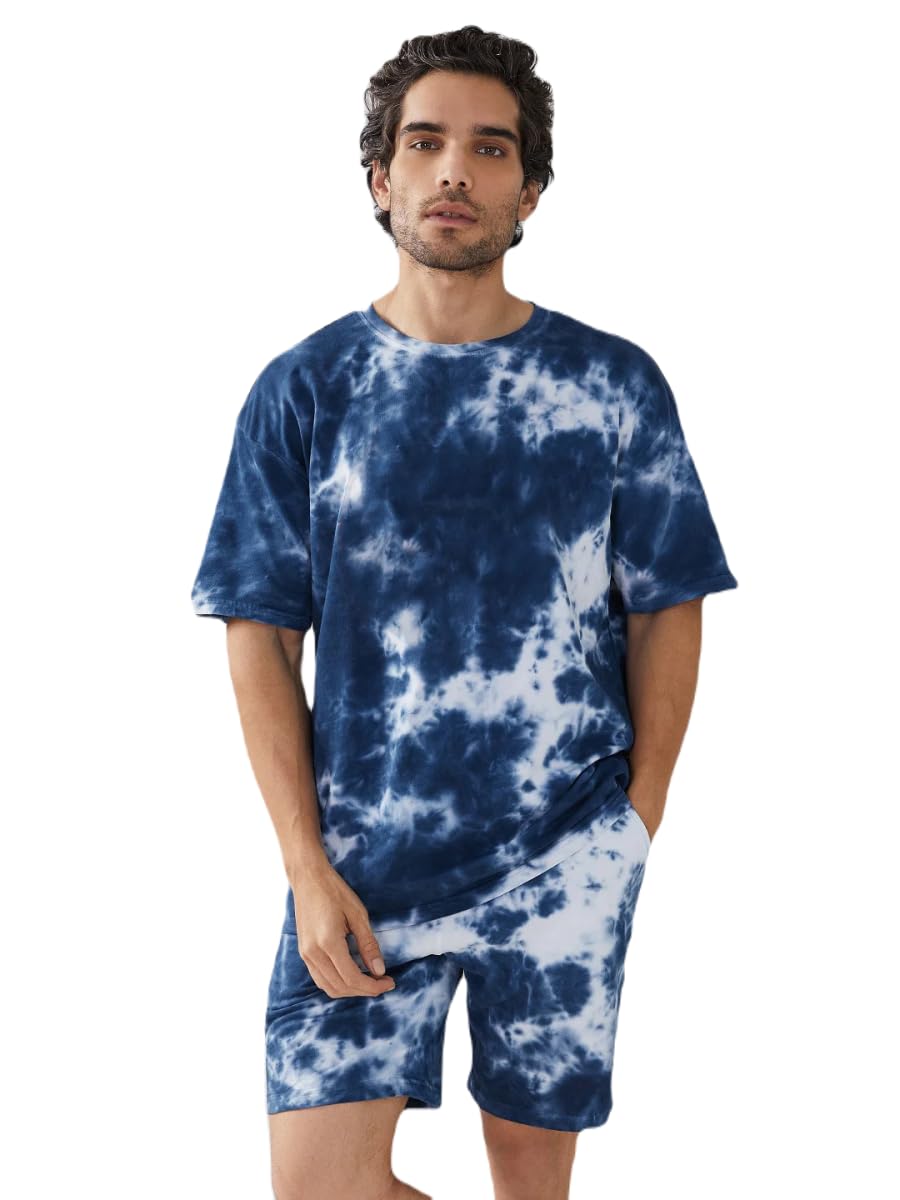 Men's Digital Print Poly Lycra Round Neck Travel Stylish Casual Sleepwear & Launge Wear Nightdress, Regular Fit T-Shirt and shorts (M_P_H_127__)