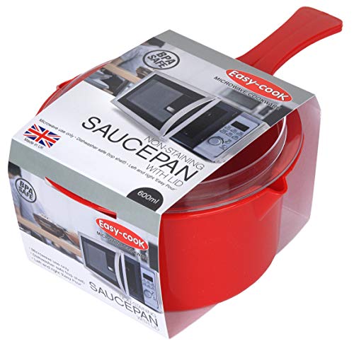 Easycook NS613R Easy Cook Polly Carbonate Non-Staining Microwave Sauce Pan and Lid, Red 1 Gallery Image