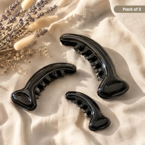 Image of Glaze Glossy Finish for Women & Girls Pack of 3 Banana Clip (large)