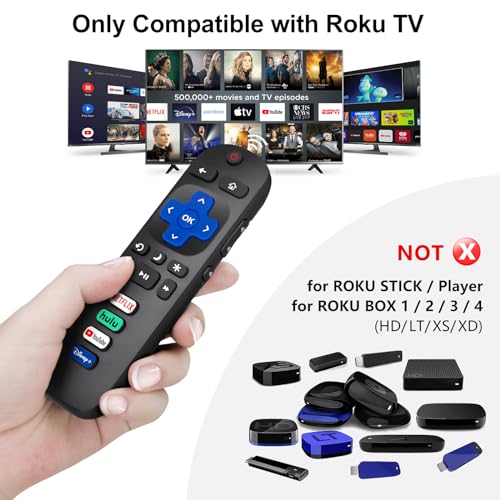 (2-Pack) Replacement Remote for Roku TVs - Compatible with TCL, Hisense, Onn, and Philips (Not for Stick or Box)