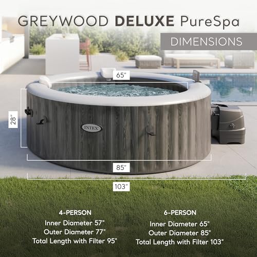 Image of INTEX PureSpa 6 Person Inflatable Hot Tub with Energy-Efficient Spa Cover