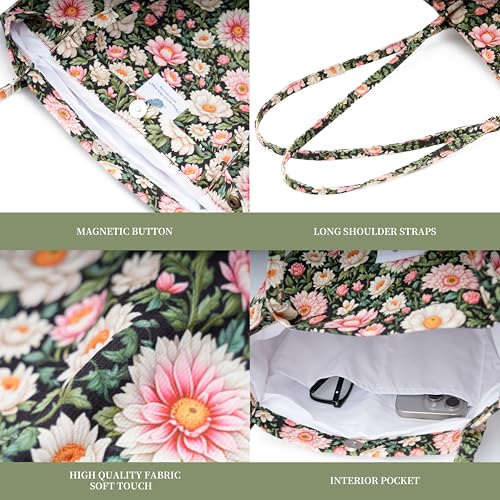 Image of TOPASION Cute Corduroy Tote Bag Canvas Shoulder Handbags for Women Travel Shopping