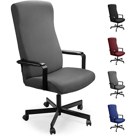 Samtplüsch Bürostuhl Bezug Mit Armlehnen - Weinrot Stretch Hülle