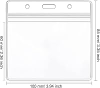 Vista 2 de 200 soportes para tarjetas de identificación horizontales transparentes, de plástico, impermeable, para oficina, escuela, conferencias