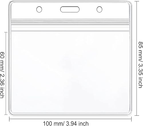 Miniatura 2 de 100 soportes transparentes para tarjetas de identificación, horizontal, de plástico, impermeable, para oficina, escuela, conferencias