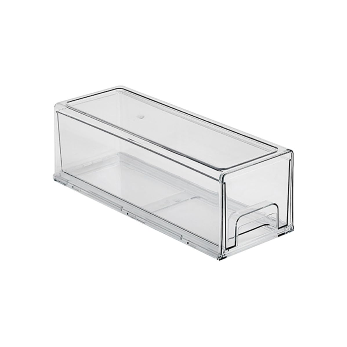 CRAFTHROU Organizer per Frigorifero Medio in Pet Trasparente Contenitore per Conservazione Alimenti con Maniglia Laterale Facile da Estrarre per Cucina e Frigo