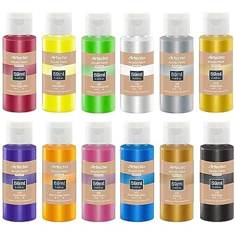 Artecho 12 Color Metallic Acrylic Paint Set Cover